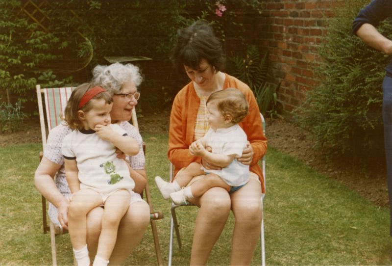 Elsie Orland with granddaughter Pamela Maher, and Jeanette Orland with son Andy, at 80 Harefield Road, 1975 - CLICK TO VIEW ZOOMED IMAGE Family image